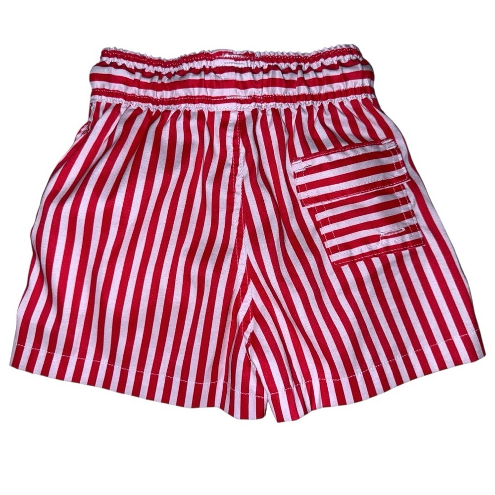 Dondolo Baby Boys Red White Stripe Swim Trunks 18M Lined Drawstring Patriotic - Picture 3 of 8